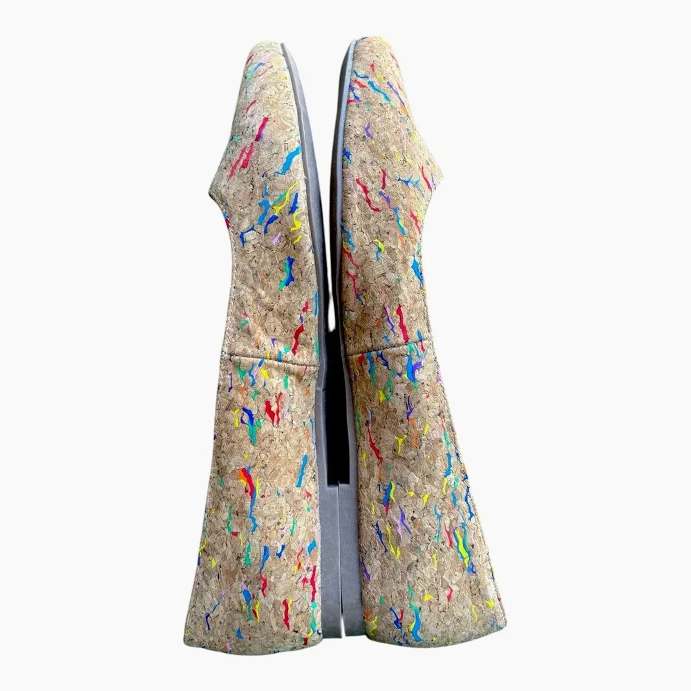 Serra Cork Flats Womens Size 7 Pointed Toe Multicolor Speckled Slip On Casual